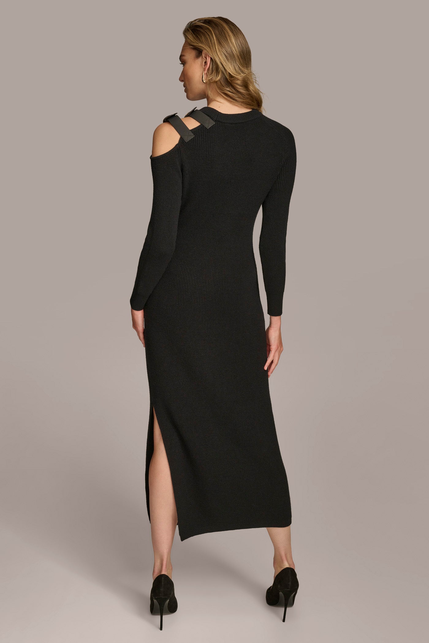 (image for) CLEAR ONE SIDED COLD SHOULDER MIDI DRESS